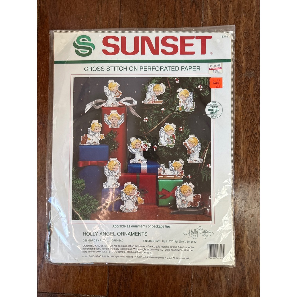 Sunset Holly Angel Ornaments Cross Stitch Kit‎ Perforated Paper 12 Designs 18318